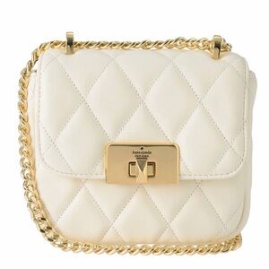 Kate Spade Carey Quilted Micro Flap Crossbody Shoulder Bag in Meringue White